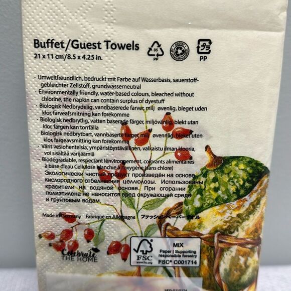 Celebrate THE HOME 32 Guest Paper Towel Napkins Fall Harvest Pumpkin Print - Picture 3 of 7